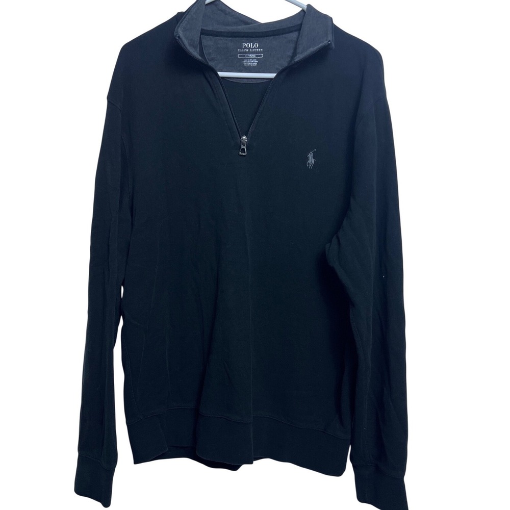 Polo Ralph Lauren Mens Black Cotton Blend‎ Quarter Zip Pullover Sweated M